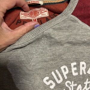 Superdry Men's Crewneck Sweater in Gray and Red